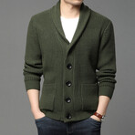 Shawll Collar Cardigan w/ Patch Pockets // Green (XL)