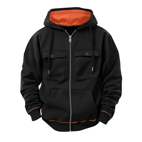 Full-Zip Utility Hoodie // Black (XS)