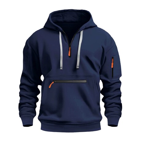 Quarter-Zip Utility Hoodie // Navy Blue (XS)