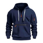 Quarter-Zip Utility Hoodie // Navy Blue (XS)