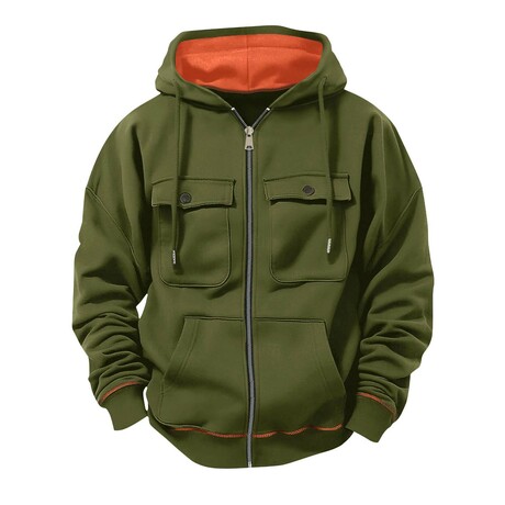 Full-Zip Utility Hoodie // Army Green (XS)