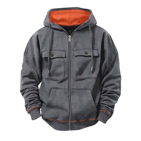 Full-Zip Utility Hoodie // Dark Grey (XS)