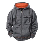 Full-Zip Utility Hoodie // Dark Grey (XS)