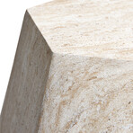 Geaometric Travertine Stone Finish Italian Design MgO Side Accent Table