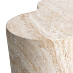 Clover Travertine Stone Finish Italian Design MgO Side Accent Table