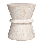 Hourglass Travertine Stone Finish Italian Design MgO Side Accent Table (15.4"L x 15.4"W x 17.8"H)