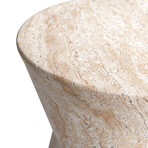 Hourglass Travertine Stone Finish Italian Design MgO Side Accent Table (15.4"L x 15.4"W x 17.8"H)