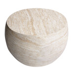 Oval Travertine Stone Finish Italian Design MgO Side Accent Table