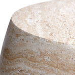 Oval Travertine Stone Finish Italian Design MgO Side Accent Table