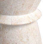 Hourglass Travertine Stone Finish Italian Design MgO Side Accent Table (15.4"L x 15.4"W x 17.8"H)