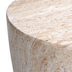 Tapered Travertine Stone Finish Italian Design MgO Side Accent Table