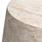 Barrel Travertine Stone Finish Italian Design MgO Side Accent Table