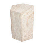 Hexagonal Travertine Stone Finish Italian Design MgO Side Accent Table