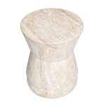 Hourglass Travertine Stone Finish Italian Design MgO Side Accent Table (15.4"L x 15.4"W x 17.8"H)