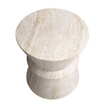 Hourglass Travertine Stone Finish Italian Design MgO Side Accent Table (15.4"L x 15.4"W x 17.8"H)