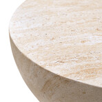 Double Hourglass Travertine Stone Finish Italian Design MgO Side Accent Table