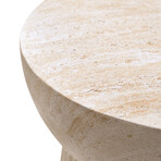 Fluted Travertine Stone Finish Italian Design MgO Side Accent Table