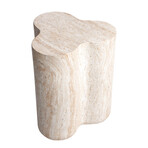 Clover Travertine Stone Finish Italian Design MgO Side Accent Table