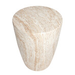Tapered Travertine Stone Finish Italian Design MgO Side Accent Table