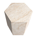 Hexagonal Travertine Stone Finish Italian Design MgO Side Accent Table