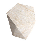 Pentagon Travertine Stone Finish Italian Design MgO Side Accent Table