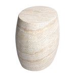 Oval Travertine Stone Finish Italian Design MgO Side Accent Table