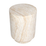 Cylinder Travertine Stone Finish Italian Design MgO Side Accent Table