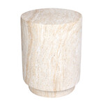 Cylinder Travertine Stone Finish Italian Design MgO Side Accent Table