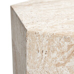 Hexagonal Travertine Stone Finish Italian Design MgO Side Accent Table