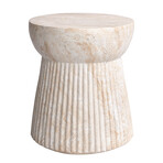 Fluted Travertine Stone Finish Italian Design MgO Side Accent Table