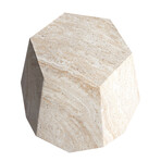 Geaometric Travertine Stone Finish Italian Design MgO Side Accent Table