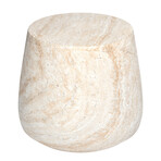 Barrel Travertine Stone Finish Italian Design MgO Side Accent Table