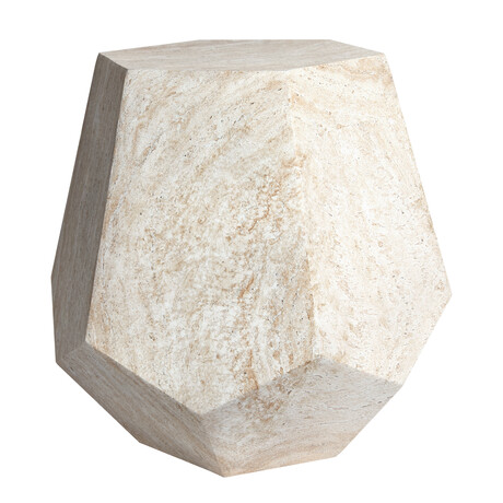 Geaometric Travertine Stone Finish Italian Design MgO Side Accent Table