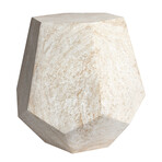Geaometric Travertine Stone Finish Italian Design MgO Side Accent Table