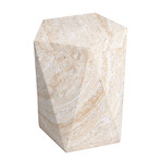 Pentagon Travertine Stone Finish Italian Design MgO Side Accent Table