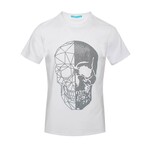 Black & White Skull Crystal T-Shirt // White (M)