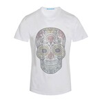 Multicolor Skull Crystal T-Shirt // White (2XL)