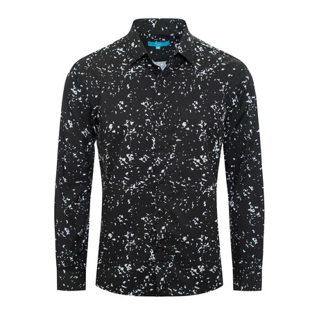 Abstract Print LS Button-Up // Black (S)