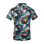 Tropical Short Sleeve Button-Up // Navy (3XL)