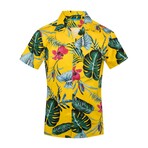 Tropical Short Sleeve Button-Up // Yellow (2XL)