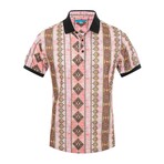Geometrical Print Polo // Mauve (2XL)