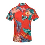 Tropical Short Sleeve Button-Up // Coral (XL)