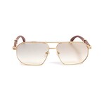 Men's // Brigade Aviator // 18KT Gold + Brown Wood + Mirrored Sunglasses