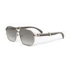 Men's // Brigade Aviator // Silver + Grey Wood + Mirrored Sunglasses