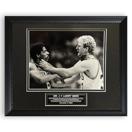 Julius Erving "Dr. J" & Larry Bird // Unsigned Photo + Framed