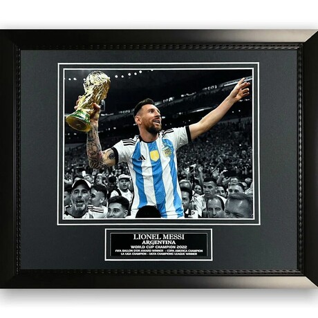 Lionel Messi // Argentina // "World Cup" Unsigned Photo + Framed