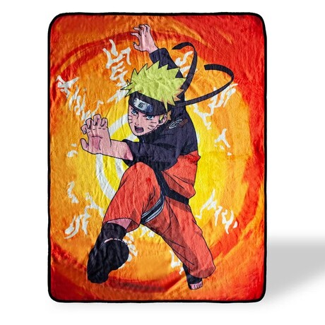 Naruto With Kanji Symbols Large Anime Fleece Throw Blanket | 60 x 45 Inches
