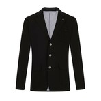 Textured Single-Breasted w/ Three-Button Blazer // Black (3XL)