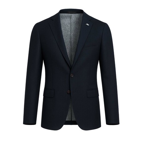 Textured Cotton Blend Single-Breasted w/ Two-Button Blazer // Black (S)