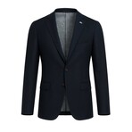 Textured Cotton Blend Single-Breasted w/ Two-Button Blazer // Black (XL)